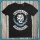 Bayerisches T-Shirt für bayrische Originale -"Bavarian Originals". Gmiatlich, griabig dem Hopfen und Malz ned abgeneigt! Shirt Biobaumwolle / Fairtrade - weiss-blauer Druck auf schwarzem Shirt.