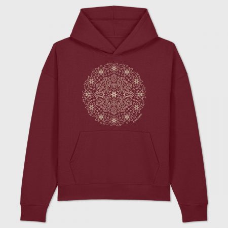 Hoodie „Bavarian Mandala“ mit cremefarbenem Linienmotiv aus bayerischen Symbolen